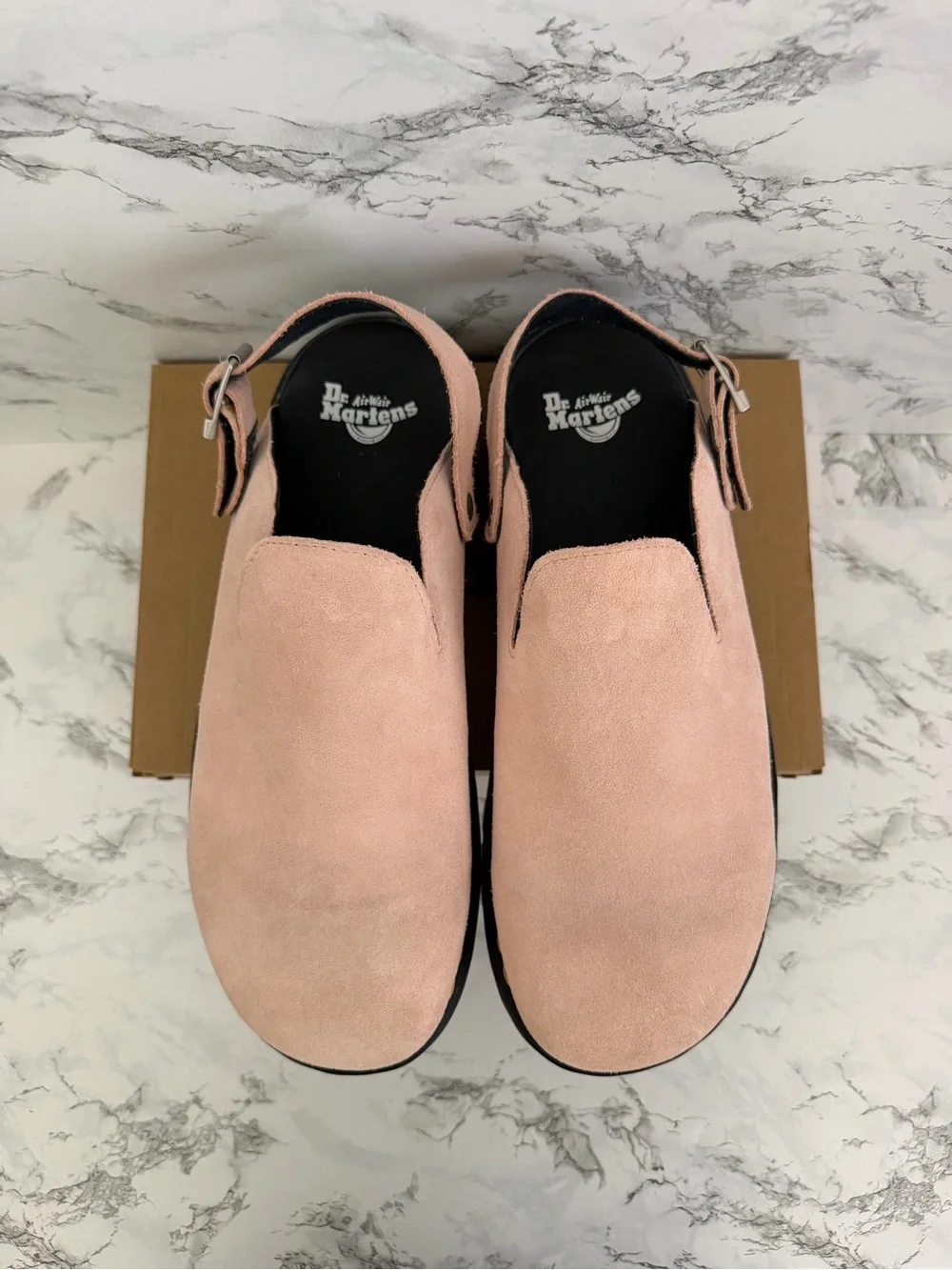 Dr. Martens Zebzag Suede Powder Pink Slingback Mules Slip On Shoes Men Size 14